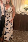 Beautiful dress I wore to an outdoor wedding. I loved the material! I received so many compliments. I'm a little top-heavy, so it was snug at the bust. The length was perfect. I ordered a Medium. - Vicki T.
