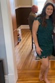 Wore this dress for my college graduation and got so many compliments! Wanted something a little more conservative in the front but since it was hot, with a back that was open and this was perfect! I'm normally a small but after reading reviews I sized up to a medium and that fit perfectly. Only wish I would've worn spanx underneath it but otherwise great material, not much stretch. - Taylor G.