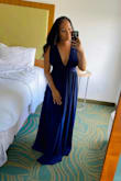 I love this dress! I recently wore it to a friend's destination wedding in Orlando at Disney's Yacht Club. It's so elegant and photographed beautifully! A tad warm due to the climate and fabric (impeccable quality for the price!) and I also had to get it hemmed and adjusted at the shoulders since I'm short and not very busty, but it's not a dealbreaker. I already own this dress in Forest Green, so I knew that I needed another color (I'm eyeing the Burgundy next!) and I can't wait to get even more! I highly recommend this dress for your next formal event, I promise you'll look and feel like a goddess! - Sharon R.