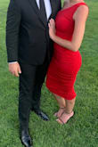 The stretchy ruched detailing is really flattering and creates a nice shape. I wore it to a wedding and I received so many compliments! I loved it so much that I ordered another color. - Cassandra H.
