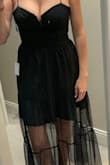 This dress was perfect for the event I went to. The straps are thin and feel like they might break but didn't. Didn't need to wear a bra.  I ordered a size small. - Theresa G.