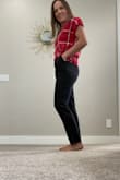 The waist fits a little tight but not uncomfortably so. These are described as fitted and they definitely are, but they are flattering. I'm glad I bought the small because I think the medium would have been baggy everywhere else. Looking forward to wearing them for work. - Sarah M.