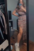 From the front, this dress is everything I could ever want, but from the back it looks horrendous. As a 38D it's nearly impossible for me to not wear a bra. Not only does the bra show very visibly in the back of this dress, but the cut out is just not flattering at all if you have even a little bit of back flab. Lulus, please be more inclusive and make more dresses without all the cutout designs. It seems like all you have lately :(. Such a shame because from the front this was extremely flattering. - Megan M.