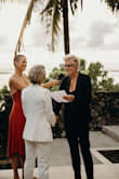 You'll need help getting in and out of this dress with the lace-up back. My husband hates it when I ask him to lace me up cause he finds it really difficult. But once it's on, it's understated beauty. Not the most comfortable. Casual sexy. I wore it to officiate a wedding at the beach. - Stephanie W.