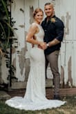 I bought this dress very last minute for our upcoming outdoor nuptials. When it arrives I immediately tried it on and it fit like a glove! I give credit to the reviews I read and the fit guide test provided. I will say I made some small alterations to make the dress more me. I first cut off the scalloped edges from the neckline and open back. This took about 20 minutes, a steady hand and a sharp pair of sewing scissors. I also fabric glued the nude colored slip to the lace exterior to have a sleeker, more polished look as I didn't want the slip peeking out like it previously had.

If you're looking for a cheap but very classy dress that helps make you feel beautiful on your wedding day, this dress is for you! - Kaitlyn D.