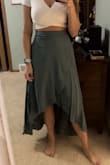 I love this skirt! I got a size small because it fit a little higher and at my true waist. It's super comfortable and flowy. Color is exactly how it looks in the photo (my photo has bad lighting) :) - Rachel U.