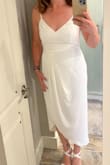 I got this in white to wear for my elopement. It is very see through in the back with white but with spanx on it fixed that issue. I have a flatter chest and it was very very snug at the chest but I liked that (I ordered a M) Wore pasties to help with any see through spots there. Required steaming to get all the wrinkles out but was a wonderful dress for my big day! Any change in my bust size or any weight gain thought I would have needed to go up a size. - Katie A.