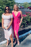 First, it's the most comfortable dress I've ever worn. The fabric is so soft and forgiving. The top fits perfectly, never popping open. I was never worried about it coming down and the straps don't fall (probably because of the criss cross in the back too!). It's just and amazing dress, got a ton of compliments. - Adrienne