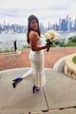 This dress is really pretty for a civil ceremony, the material is thick so you can't see anything that you wear under it. It's soft and comfortable. I added a belt to it so it would have a little nice detail. - Daniela E.