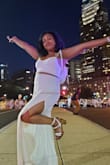Got these pants for an all-white event. It was hot but the opening in the pants made it bearable. Wish the pants were a bit shorter but with heels, it was fine to walk around in. - Marcia T.