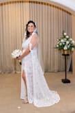 This dress is gorgeous! I received so many compliments. It's elegant and sexy. I had to have the hem taken up a bit as I'm 5'3 but otherwise it's gorgeous as is.  I probably could've sized down. - Katherine H.