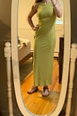 Dress was cute, but not as bright of a green as I thought it would be and just wasn't flattering for my body type. Nice fit though and very comfortable. - Kaitlyn W.