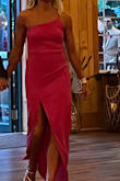 I love everything about this dress! The color, the fit, the fabric, the style, everything! I ordered a medium and it fit me like a glove. I had to take the length up a little bit because I wore shorter heels. I wore it for my stepdaughter's wedding and got so many compliments on it!!  Highly recommend! - Barbara S.