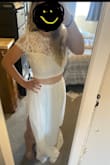 ..just a little big on the bottom. I always have this issue; fits my chest, not my waist! The skirt was also very long. But if you're willing to get it tailored, you're back in bizz. I wanted so badly to keep the medium top and order a small bottom, but it doesn't work that way. For this reason, I'm going with a different dress. Also, love the idea of changing into comfy pants for the after-party! - Lydia F.
