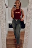 These jeans are the perfect length on me at 5'2" but are just a little big at the waist, nothing a belt cant fix though. They are trendy and comfortable! I will probably end up buying them in black as well. - Joanna F.