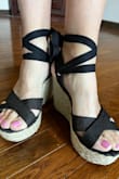 I already had these in another color and knew to go down a full size. They are sort of heavy so if they are loose, they rub. Love them!! - Kathy F.