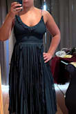 Pretty dress, but didn't really do anything for me. You can't wear a bra because of the back and see through part below the boobs. Maybe inserts would be helpful? I found my boobs were spilling out on the side which I didn't like. - Lindsay W.