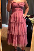 I got this dress for a fall wedding in the mountains and it was perfect! I rarely go braless but was able to in this dress. The cups didn't really fit my boobs, so I would say this would be even better for smaller busted ladies. The straps seemed a little flimsy for my chest but it held up throughout the night with lots of dancing. Got lots of compliments in this dress! - Lindsay W.