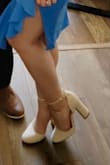 I wore these for an outdoor wedding and the block heel was perfect! The ankle strap did rub up on the back of my heels though but I just slapped some bandaids on and was ready to go! If I had a more fancy job, I'd definitely consider getting these in more colours! - Emma S.