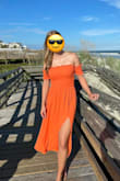 I wore this to a rehearsal dinner on the beach and got so many compliments! The cut is amazing and the color is so fun. The only issue is that the fabric is a little bit see-through. - Haley C.