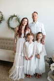 I had a vision for my Christmas photos and I saw this dress in a friend's post and had to buy it. It's not heavy nor is it "over dressed" the length is perfect for my height, I wore flats with it. Highly recommend this dress. - Lindsey M.
