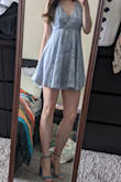 I like this dress a lot, but it's shorter than I expected and is pretty loose in the bust area. The way the fabric overlaps in the bust area is confusing and doesn't allow for the breasts to sit naturally (it took a lot of strategic breast tape to feel more confident). Overall the pattern and color are great, I just don't know that I'll be able to wear the dress as often as I'd like to due to how short it is and how complicated the bust situation is. - Jessica G.