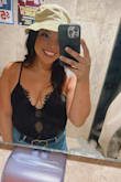 I loved this top!!! I wore it with high-waisted Jean pants. It's classy/sexy!!! I wore it all day it was super comfy and soft! I didn't have to wear a bra but I wore stickie boobs for extra cleavage. BUY IT! - Jordan D.