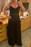 I ordered this for a cruise we went on in February and it was perfect. The only thing I had to do was get the pants hemmed. It is really comfortable and cute, no sticky boobs were needed. I love it and am so happy with this purchase! - Amanda A.