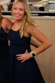 I bought this dress as an option for engagement photos, but ended up going with a different dress.  I've worn this for a nice dinner cruise & a wedding cocktail party with wedges. This dress accentuates everything up top you want it to and hides the tummy & love handles. It's fairly plain, so dressing it up with jewelry and accessories is makes the dress really pop.  The fabric is very thick and nice quality. - Amanda T.