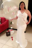 True to size- Xl. Wore it to my bridal dinner last weekend. - Maria C.