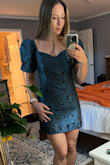 I'm OBSESSED with this dress but it is way too short for me! I'm absolutely devastated because it is so flattering, the color is perfect, and the neck and sleeves are so stylish. If they could make this like 2-3 inches longer I would buy it immediately! Short girls please live out my dream and buy this dress. - Jessica S.