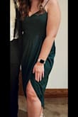 material is great quality. very flattering dress. I struggle finding dresses that I feel comfortable in and this one was perfection. Can't wait to wear it again!! - Rachel B.