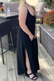 I wore this dress to an engagement party at a lake house in Sept. It is flowy and beautiful, the material is light enough for a late summer, hot day. I normally wear a S or M, but I'm glad I ordered an XS in this maxi. Was too long for me in front (with heels) but I tucked the front under the middle band and it worked to shorten the height. The bust was a bit big for me, too, and the straps fell often. Overall, great dress. - Sarah B.