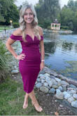 I got so many compliments on this dress and the color! It was very flattering! It was a tad tight on my arms where the straps were, but they didn't fall down/move which probably would've bothered me more! Love this dress! - Stephanie K.