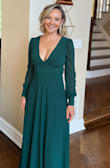 Loved this dress!! It fit great and I got so many compliments! Beautiful fall color and was actually super comfortable - once everything was tapped securely in place!! One bit of advise - bring a safety pin - my button broke at the end of the night, but love the dress so much I will have it fixed! - Brooke P.