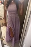 fits so perfectly! i have a lot of trouble finding dresses that actually hit the floor because of my height. but this dress actually lays on the floor, giving space for heels!! perfect for tall people. IN LOVE!!! - Beth Y.