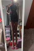 Dress fits great and I love the material it looks so good on and It looks exactly like the photos. Just a little bit short but that's because I'm so tall! - Ava M.