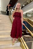 This dress was so fun and perfect to wear to my friend's wedding! It was comfortable and flattering. I have a small chest, so the ruffle detail at the top gave me some curves up top. Will definitely wear this dress again! - Michelle G.