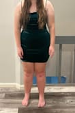 Love this dress for my daughter!  It fits nicely and shows her curves, which she typically hides.  The velvet material is nice and soft, and she said it's very comfortable.  It has some room to stretch, which is a plus. At 5'6", it is hard to find dresses that aren't too short.  It stretches over her curves nicely, and it isn't as short as we thought. (Her measurements are a guesstimate, but is curvy).  This was our first time ordering, and we are both so happy with the purchases!  We ordered two dresses to see which fit/style she liked better, and we love both.  She wants to keep both and wear one this year and the other next year (or for anything that comes up that she needs to wear a nice dress).  For the price, fit and quality of the dresses, we had no problem letting her keep both!  It is difficult to find dresses she likes in our department stores, and she was so excited to find so many dresses at Lulu's that she loves.  We will definitely be ordering from Lulu's for any of our dress needs! :) - Rachel B.