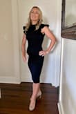 This dress fits really well, and it made me look slimmer. Nice stretchy, thick fabric - perfect for cooler months!
Even though it has an open back you can still wear a strapless bra with it. - Diana D.
