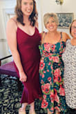I loved this dress. I love how the spaghetti straps were enough to hold me up. I just used bra tape and get very comfortable in this dress! The dress on the left is from Lulus too! - Cindy R.