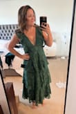 This fit me perfectly, in a medium. Perfect length to wear with heels. Flattering & comfy too. Planning to wear to a fall wedding, the color is amazing. - Jess A.