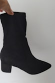 With getting the boots I was concerned they would be too small but I'm glad I sized one size up considering it's a pointy-toed boot. After walking in them for a couple of minutes they are not comfortable on your feet will hurt in these so I would recommend putting like foam or padded insole, and also the top portion of the shoe where it starts to get narrow from the pointiness feels like it's kind of squishing my toes in front of my foot because it has a pointy front. So I don't think I would recommend them because of this. They do look great on but they may just be good for taking pictures or a short outing because I would just bring my sneakers with me to change into for comfort when I wear these out. But they do stay up and don't slouch and my legs are slim. And they look great with cropped jeans, wide or slim-leg jeans, or skirts and dresses. If you want something cheap and can tolerate the discomfort these are for you. - Aqeelah L.