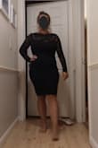 Material was so much softer and more stretchy than expected, pleasantly surprised. Needed a second person for the tough zipper, which goes all the way up. Subtle elegance, beautiful dress. - Jennifer B.
