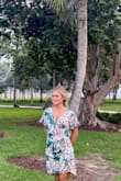 Very light and feminine. Perfect for a night out in Miami Beach. The ruffle stuck out a but too much for me so I just pinned it down with a safety pin. - Megan H.