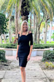 This is such a flattering dress and for the price it's a steal!  It's a bit tight but nothing bothersome and very flattering and classy!  Love it! - Millicent K.