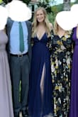 I love this dress! The slits were a little too high, so I ended up seeing them about one inch on each side. I still was conscious of them as I danced on the wedding dance floor, but I still loved it! - Kristin R.