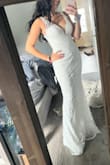 It fits a little loose at the belly but I wouldn't change size, I'll only make it altered and also because the straps are a bit long (I have this issue with all the dresses). The embedded pearls look beautiful, it shines a lot (pictures don't do justice). Can't wait to wear it on my wedding day! - Brenda W.