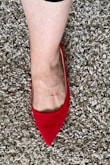 I was looking for red flats with a heel, not for height but for some arch that helps my feet (they hurt when I wear shoes with zero heel if that makes sense). I would say if you don't have wide feet they may feel on the bigger side? I sometimes have to size up to 7.5 to accommodate my width, but these I'm wearing in a 7. They're so cute I don't wanna wear them so they don't wear out (no pun intended). Lol - Erin D.