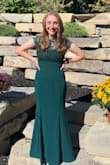 This dress is beautiful and well made. A tiny bit snug in the chest area and ordered a medium (usually wear a small) based on others' recommendations of ordering up which I also recommend. Perfect for homecoming, holiday, prom, or dressy occasions!!! - Jennifer D.